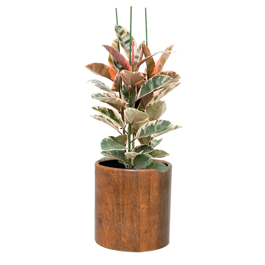 ROUND WOODERN DESIGN FIBER PLANTER