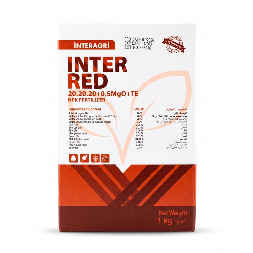 INTER RED- 20.20.20+0, 5 MgO+ TE- NPK FERTILIZER- 1 Kg