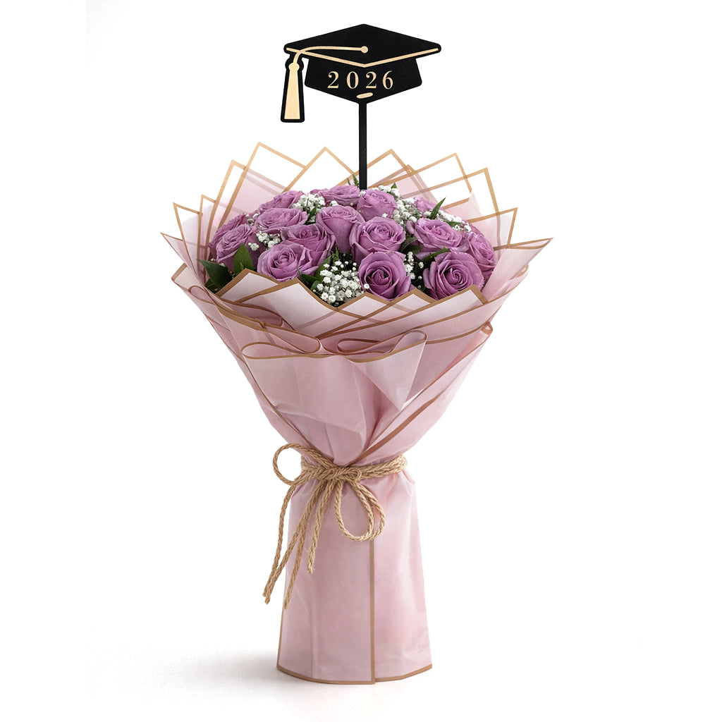 Vibrant Success Purple Rose Bouquet