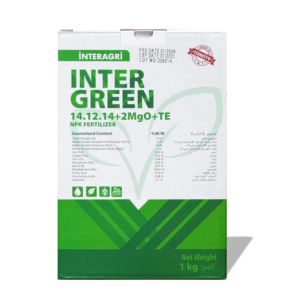 INTER GREEN FERTILIZER- 14.12.14+ 2MgO+ TE NPK FERTILIZER -1 Kg