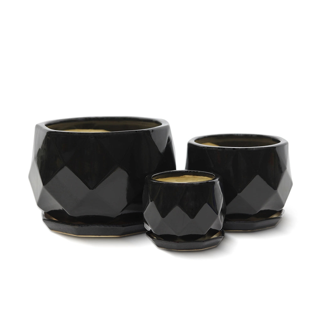 CERAMIC PLANTER 804 C B CRYSTAL BLACK