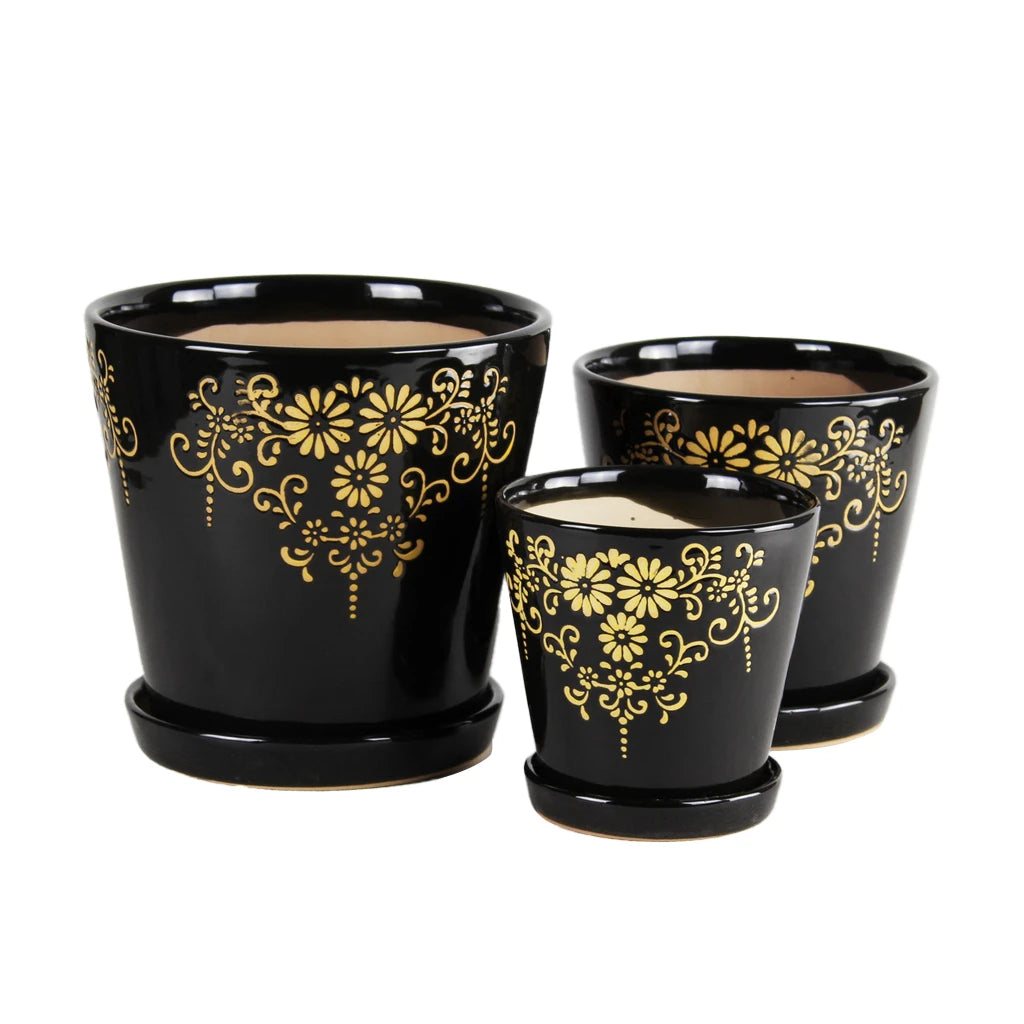 CERAMIC PLANTER BLACK- 001S