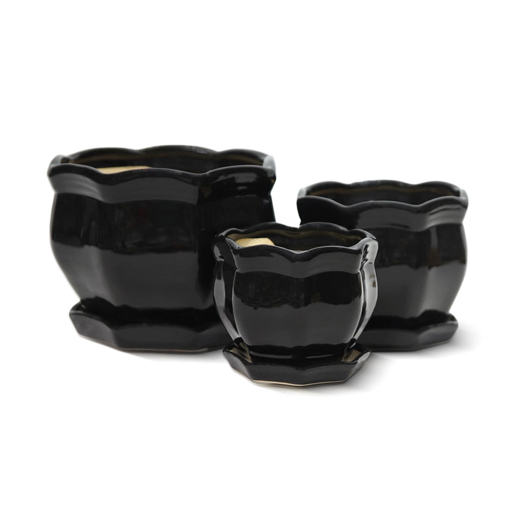 CERAMIC PLANTER 801C -B BLACK