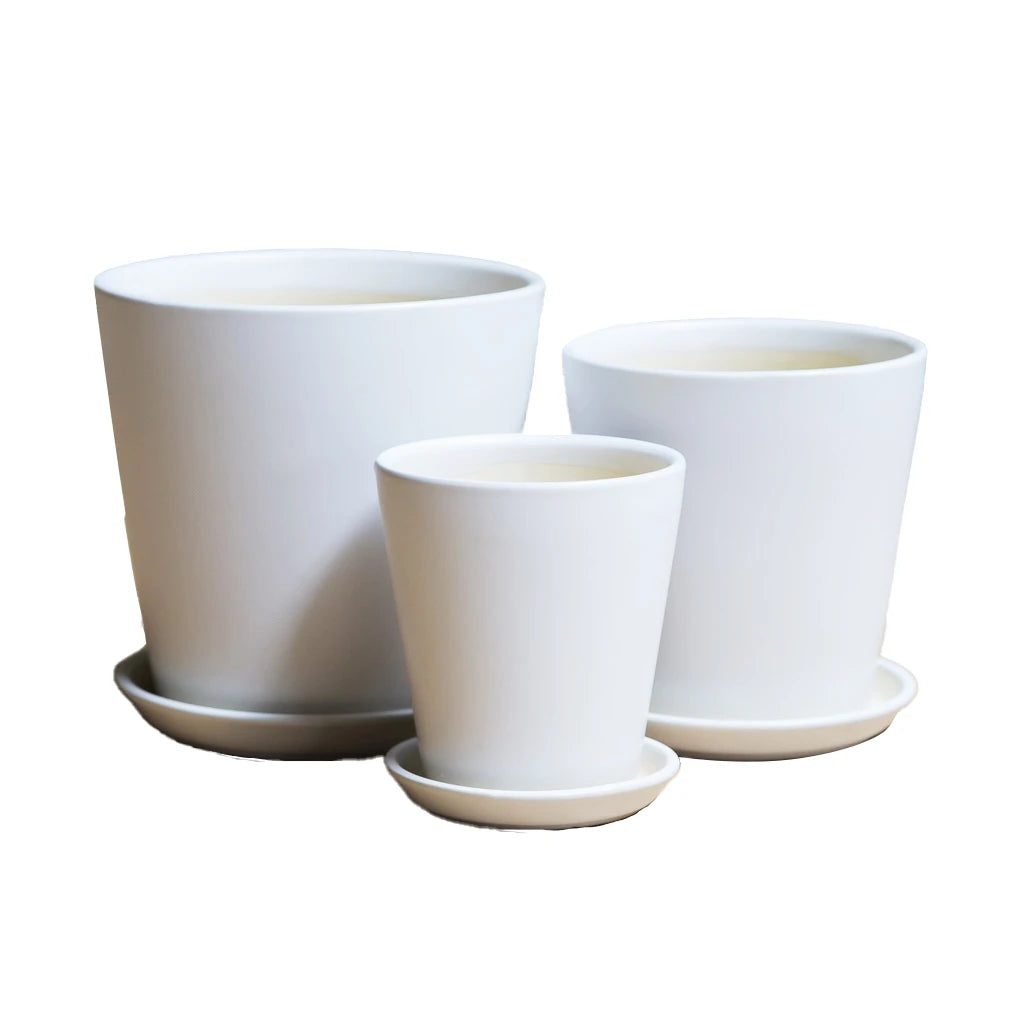 CERAMIC PLANTER 001C- MATT WHITE