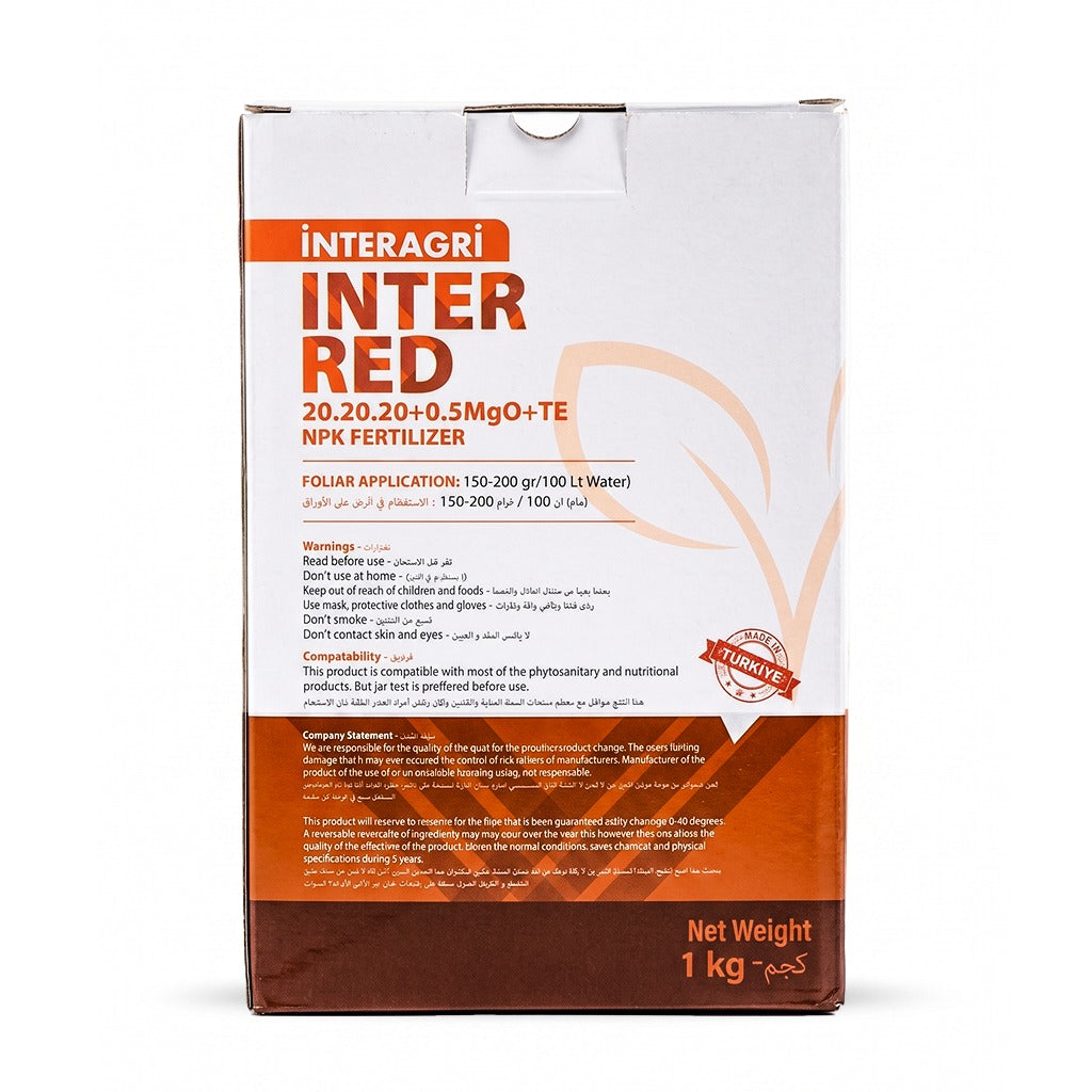 INTER RED- 20.20.20+0, 5 MgO+ TE-  NPK FERTILIZER- 1 Kg