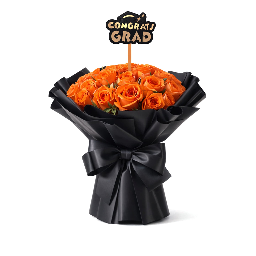 Vibrant Success Orange Rose Bouquet