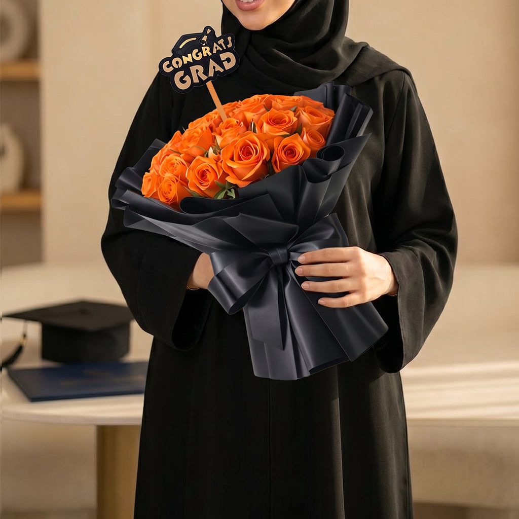 Vibrant Success Orange Rose Bouquet