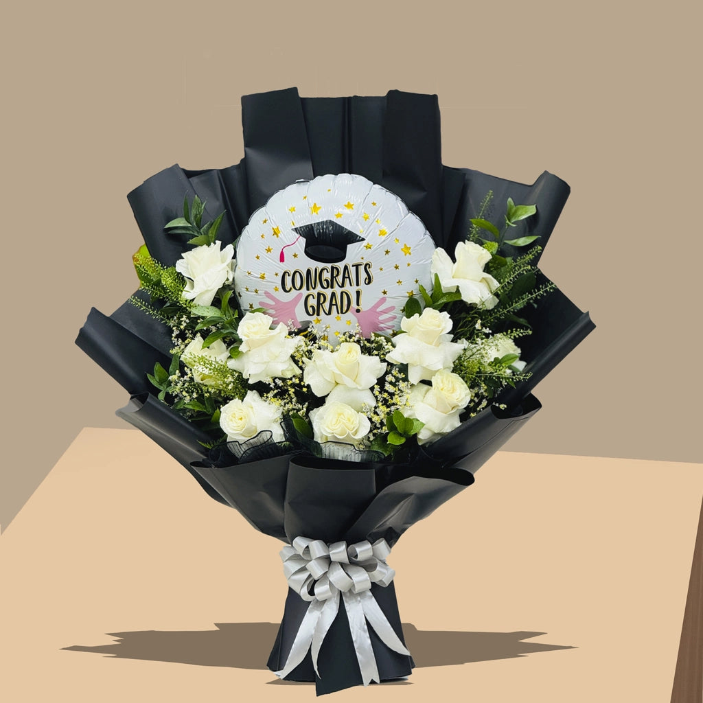 White Elegance Graduation Bouquet